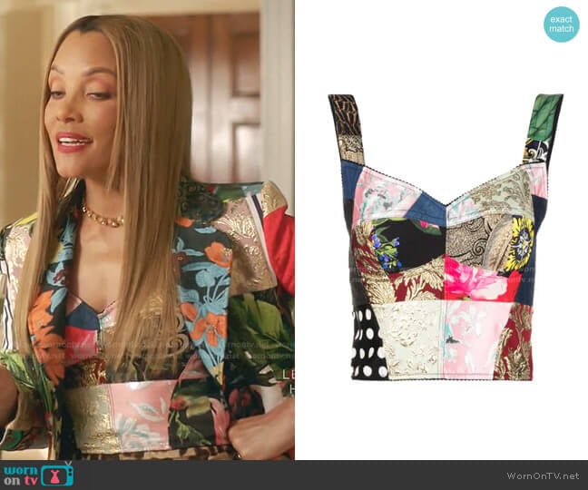 Patchwork Bustier Top by Dolce & Gabbana worn by Dominique Deveraux (Michael Michele) on Dynasty