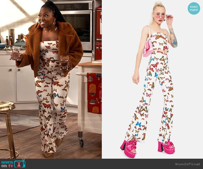 Dolls Kill Wings Of Change Butterfly Print Top & Flares worn by Harper (Laci Mosley) on iCarly