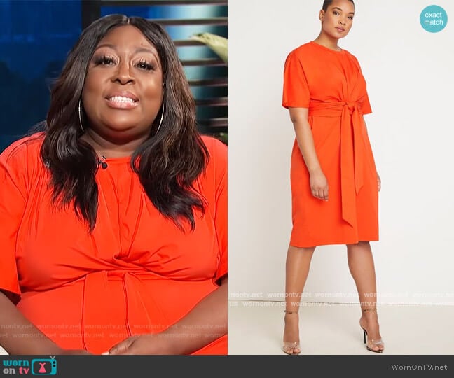 Cross Front Flutter Sleeve Dress by Eloquii worn by Loni Love on E! News