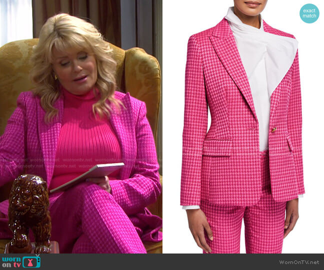 Houndstooth Peak-Lapel Blazer by Escada worn by Bonnie Lockhart (Judi Evans) on Days of our Lives