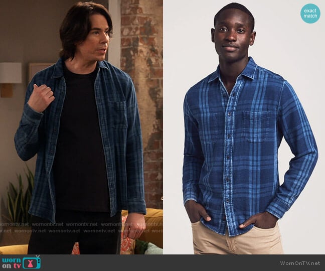 Faherty Belmar Shirt in Indigo Tony Plaid worn by Spencer Shay (Jerry Trainor) on iCarly