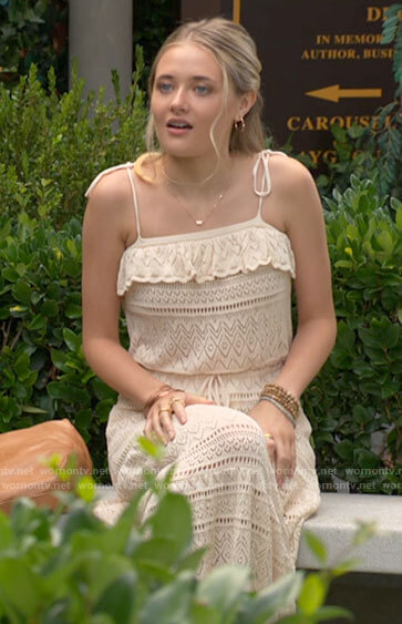 Faith's cream ruffled knit maxi dress on The Young and the Restless
