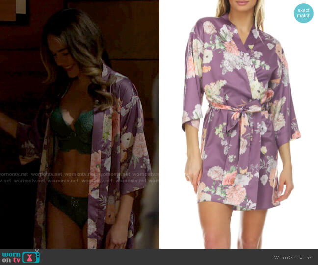 Flora Nikrooz Arisa Floral Charmeuse Wrap worn by Hope Logan (Annika Noelle) on The Bold and the Beautiful