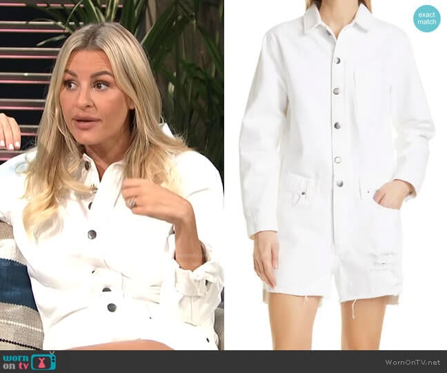 Easy Cutoff Long Sleeve Denim Romper by Frame worn by Morgan Stewart on E! News