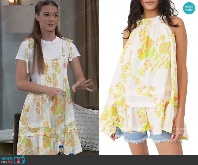 Free People Fleur Print Tunic Top worn by Esme (Avery Kristen Pohl) on General Hospital