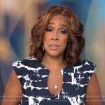 Gayle King’s black and white abstract print dress on CBS This Morning