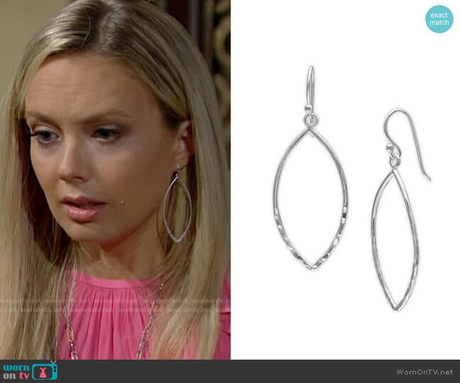 Giani Bernini Hammered Open Drop Earrings in Sterling Silver worn by Abby Newman (Melissa Ordway) on The Young and the Restless