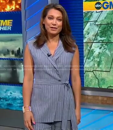 Ginger’s grey striped vest and pants on Good Morning America