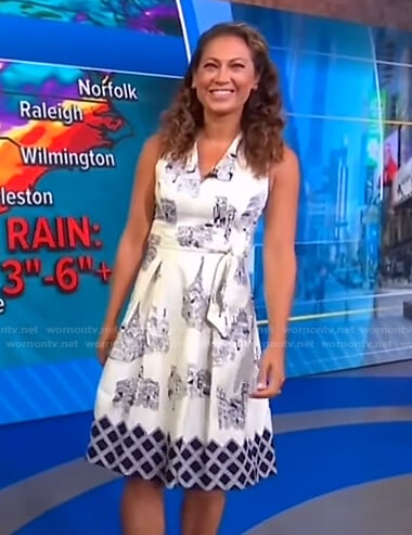 Ginger’s white house print dress on Good Morning America