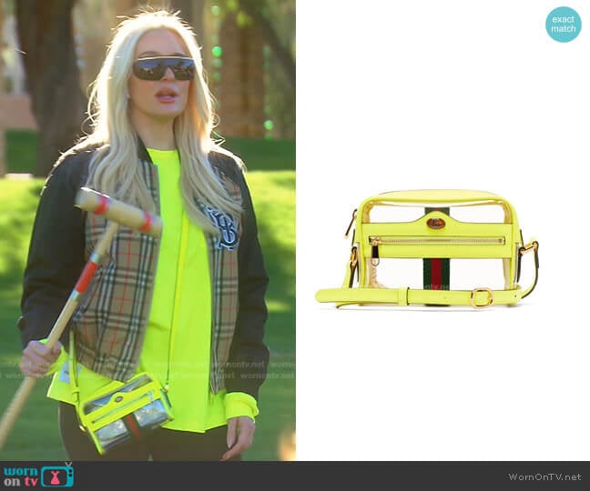 Ophida Transparent Cross-Body Bag by Gucci worn by Erika Jayne on The Real Housewives of Beverly Hills