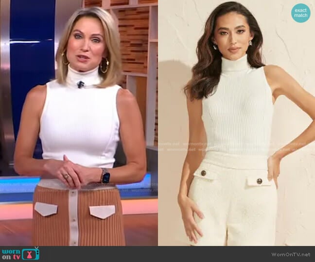 Caroline Sweater Top by Guess worn by Amy Robach on Good Morning America