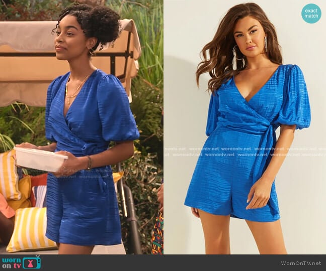 Alyssandra Tie-Front Romper by Guess worn by Jadah Marie on Family Reunion