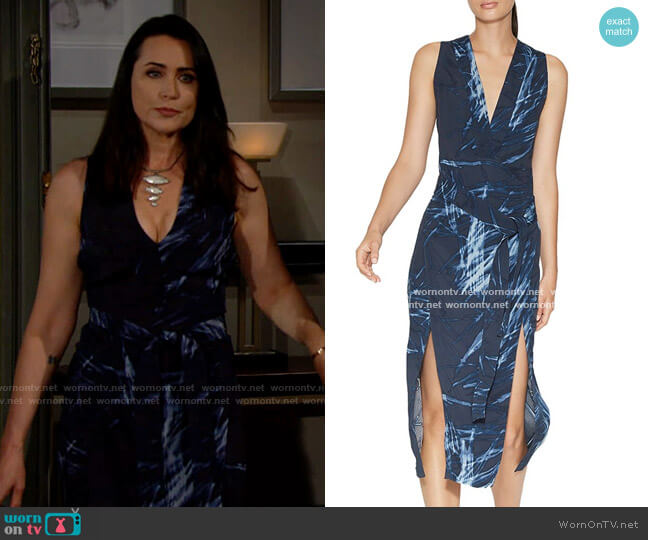 Halston Heritage Printed Double-Slit Dress worn by Quinn Fuller (Rena Sofer) on The Bold and the Beautiful