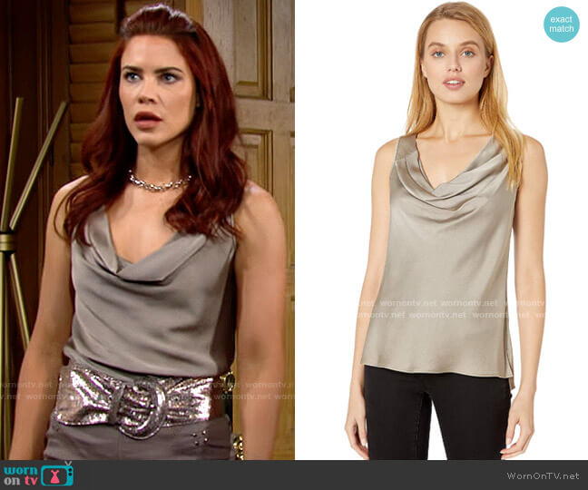 Halston Sleeveless Cowl Neck Satin Top worn by Sally Spectra (Courtney Hope) on The Young and the Restless