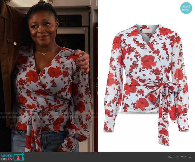 WornOnTV: Maeve’s floral wrap blouse on iCarly | Lyric Lewis | Clothes