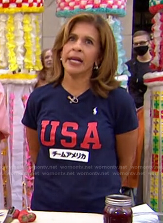 Hoda’s navy USA print tee on Today