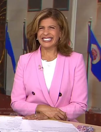 Hoda’s pink double breasted blazer on Today