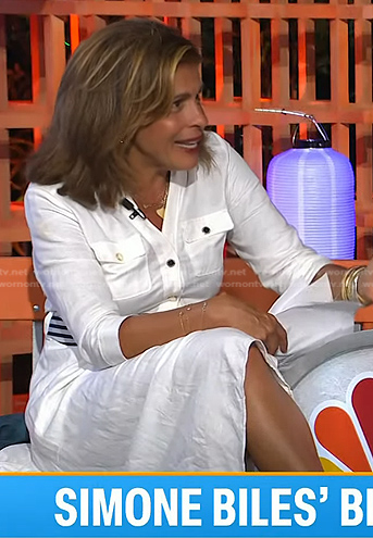 Hoda's white shirtdress with striped belt on Today