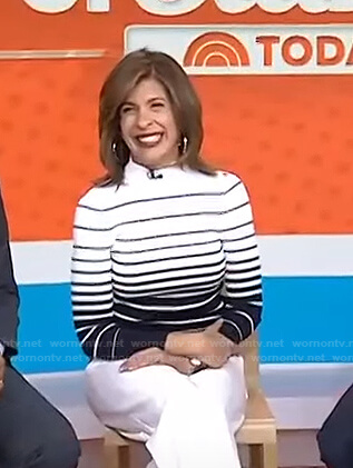 Hoda’s white striped sweater on Today