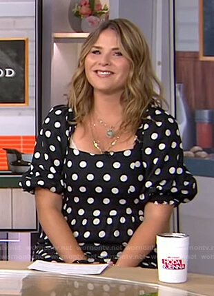 Jenna's black polka dot puff sleeve dress on Today