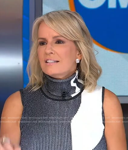 Jennifer’s black and white ribbed turtleneck top on Good Morning America