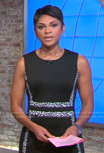 Jericka Duncan's black spotted stripe dress on CBS This Morning