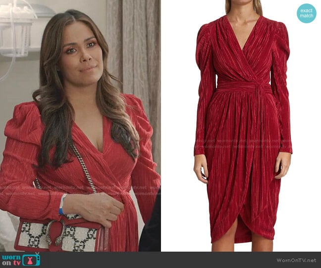 Esmeralda Plisse Midi Dress  by Jonathan Simkhai worn by Cristal Jennings (Daniella Alonso) on Dynasty