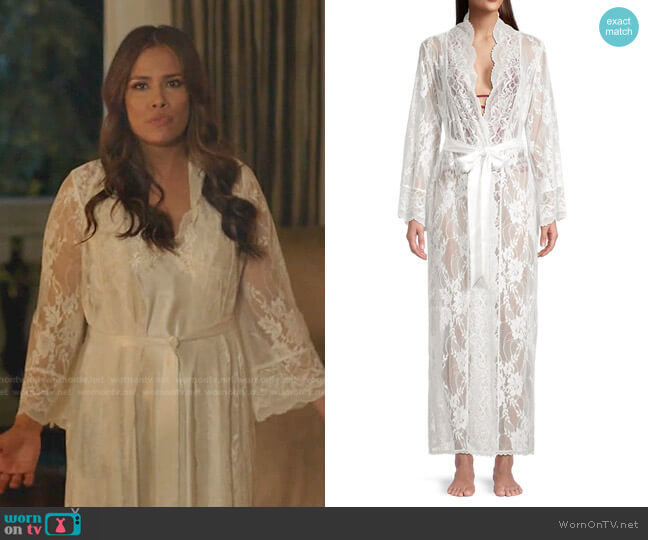 Collette Lace Longline Robe by Jonquil worn by Cristal Jennings (Daniella Alonso) on Dynasty