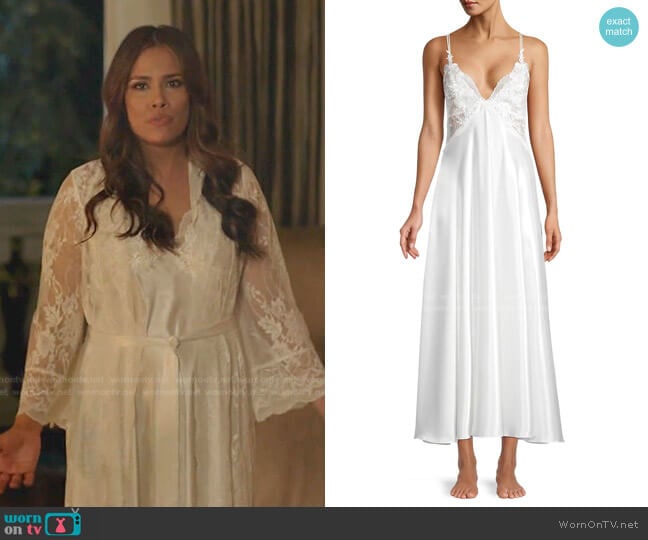 WornOnTV: Cristal’s white scalloped lace robe and slip dress on Dynasty ...