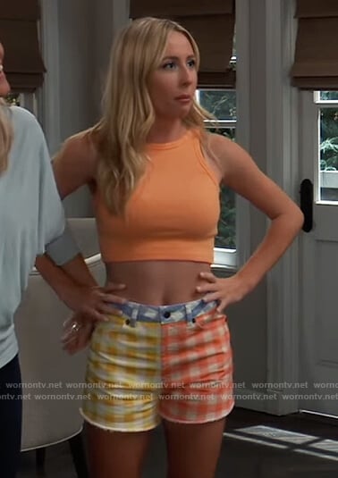 Josslyn’s contrast check shorts on General Hospital