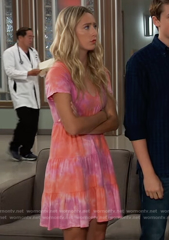Josslyn’s pink tie dye mini dress on General Hospital
