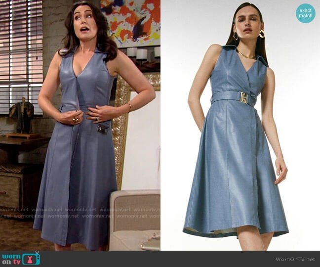 Karen Millen Leather Wrap Belted Dress worn by Quinn Fuller (Rena Sofer) on The Bold and the Beautiful