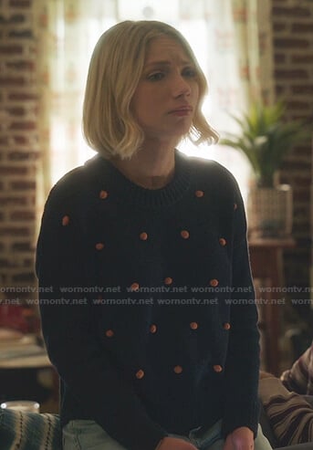 Kate's navy and orange bobble sweater on Gossip Girl