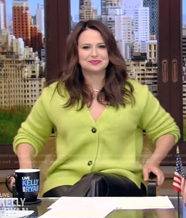 Katie Lowes's lime cardigan on Live with Kelly and Ryan
