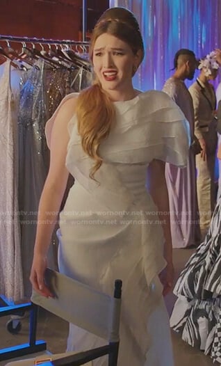 Kirby's white ruffle gown on Dynasty