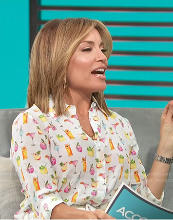 Kit's white cocktail print blouse on Access Hollywood