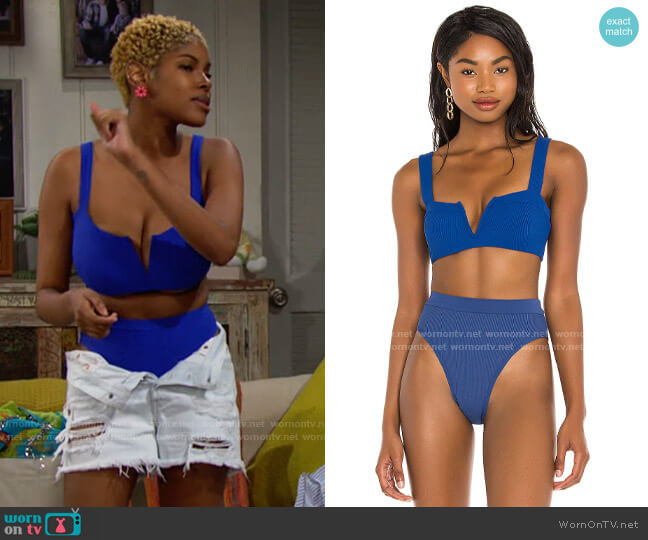 L*Space Lee Lee Bikini Top worn by Paris Buckingham (Diamond White) on The Bold and the Beautiful