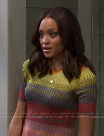 Lani’s multicolor striped ribbed dress on Days of our Lives