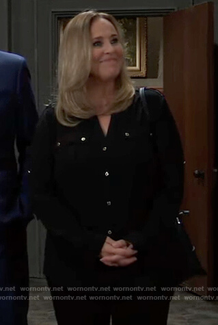 Laura’s black button down blouse on General Hospital