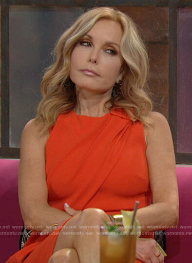 Lauren's red draped front dress on The Young and the Restless