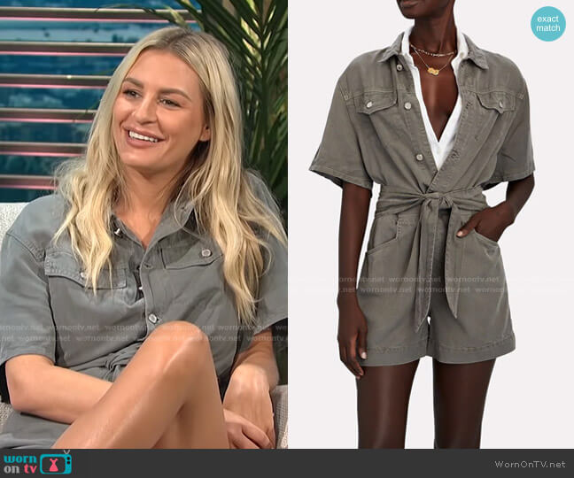 Sawyer Tie-Waist Romper by Le Jean worn by Morgan Stewart on E! News