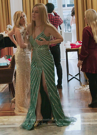 Leah's green embellished gown on The Real Housewives of New York City