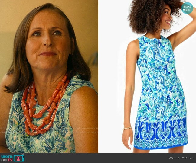 Lilly Pulitzer Mila Dress in Seeing Double worn by Kitty Patton (Molly Shannon) on The White Lotus