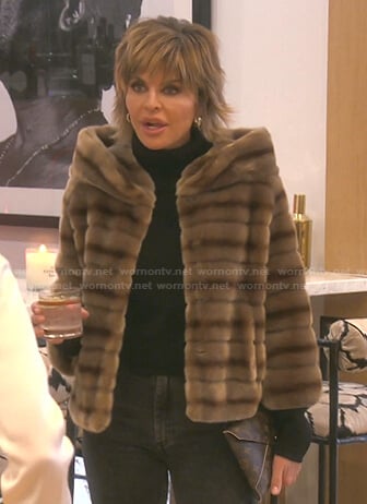 Lisa's brown striped fur jacket on The Real Housewives of Beverly Hills