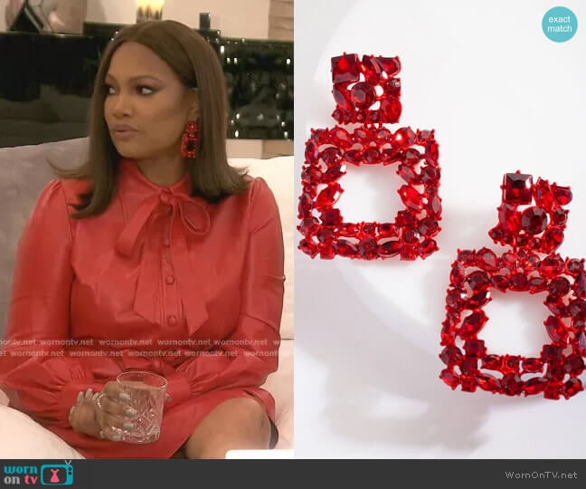 Gem Diamante Square Earrings by Lovisa worn by Garcelle Beauvais on The Real Housewives of Beverly Hills