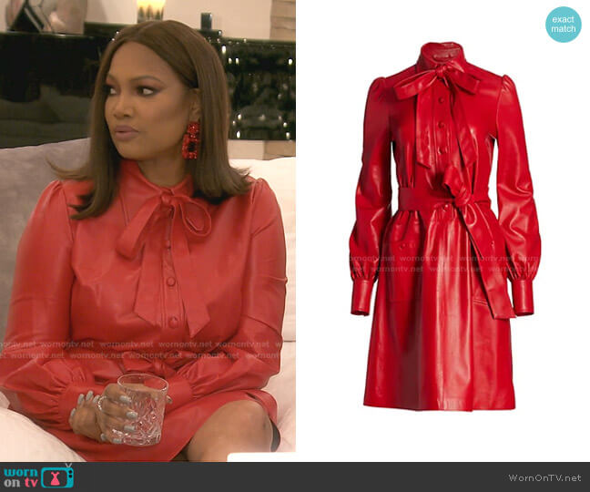 WornOnTV: Garcelle’s red tie neck leather shirtdress on The Real ...