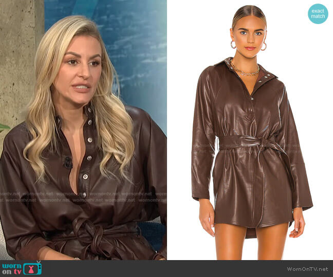 Madi Mini Leather Tunic Dress by Marissa Webb worn by Morgan Stewart on E! News