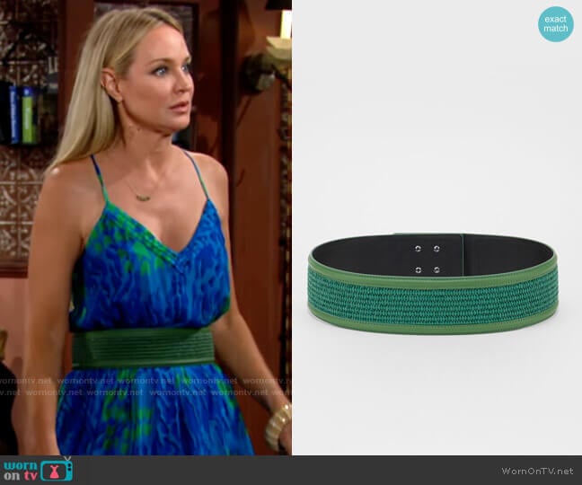 Weekend Max Mara Raffia Belt worn by Sharon Newman (Sharon Case) on The Young and the Restless