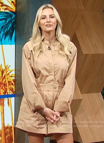 Morgan’s beige romper on E! News Daily Pop