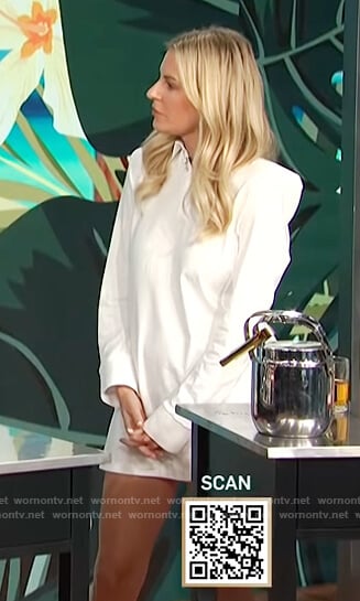 Morgan’s white mini shirtdress on E! News Daily Pop